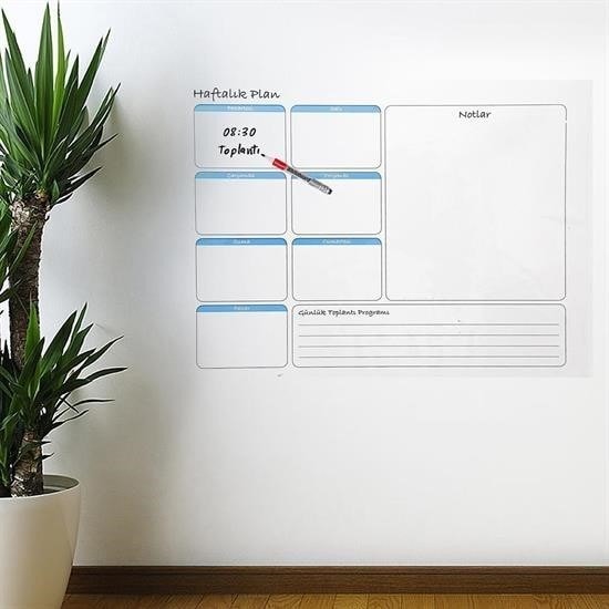 OLLEVRA Haftalık Planlayıcı Manyetik Duvar Stickerı Takvim 56 cm x 70 cm
