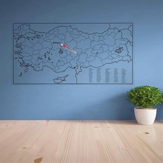 OLLEVRA Yazılabilir Türkiye Haritası Manyetik Duvar Stickerı 110 x 56 cm