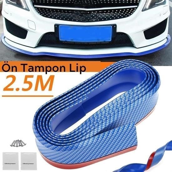 OLLEVRA Mavi 2,5 Metre Araba Oto Ön Tampon Koruyucu Kauçuk Pratik Tampon Şerit Bant Döşeme Kiti