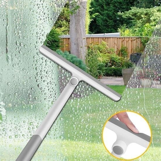 OLLEVRA 360 Derece Döner Başlıklı Cam Sil Çok Amaçlı Pratik Cam Ayna Fayans Silme Aparatı