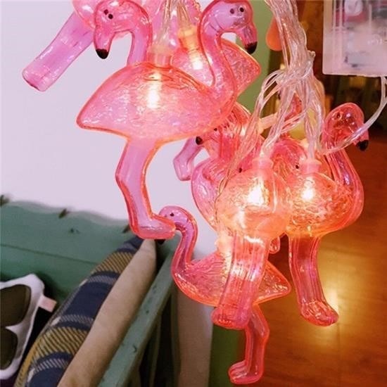 OLLEVRA 10lu Pilli Led Flamingo Dekoratif Işık Zinciri Aydınlatma 1,5 Mt