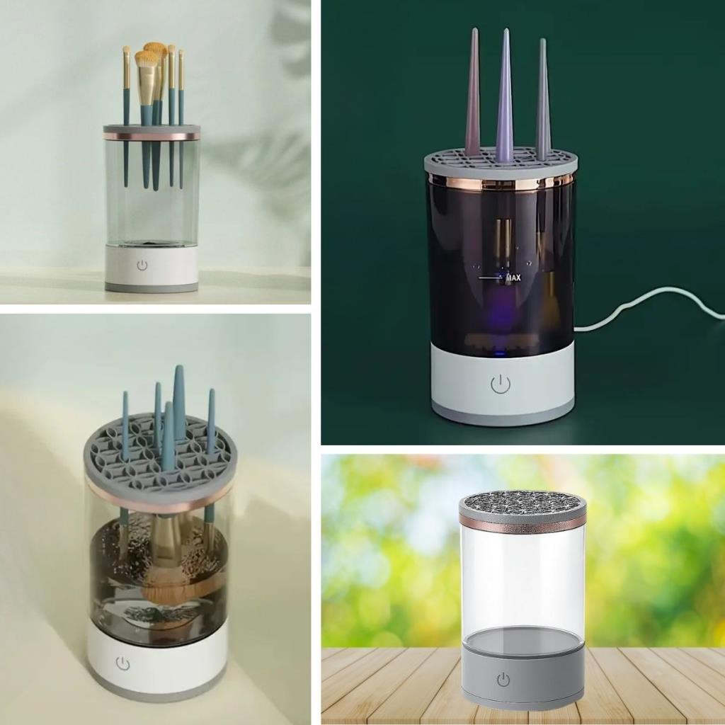 OLLEVRA USB Şarjlı Makyaj Fırçası Temizleyici Aparat Hızlı Kurutmalı, Çok Yönlü Fırça Temizleyici