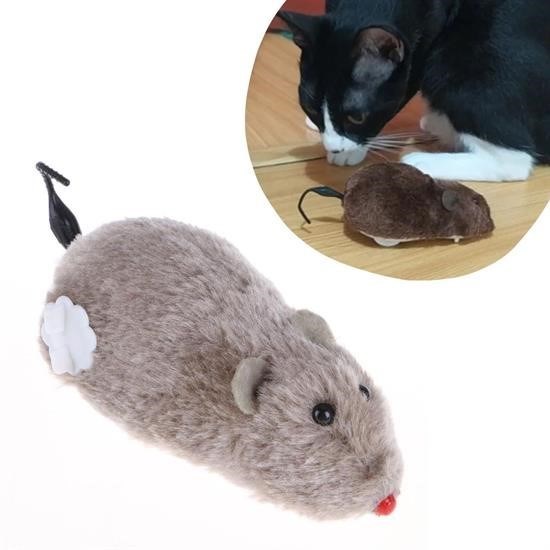 OLLEVRA Kurmalı Kedi Eğitim Oyuncağı Tüylü Peluş Fare Tutma İnteraktif Sevimli Eğlenceli Oyuncak