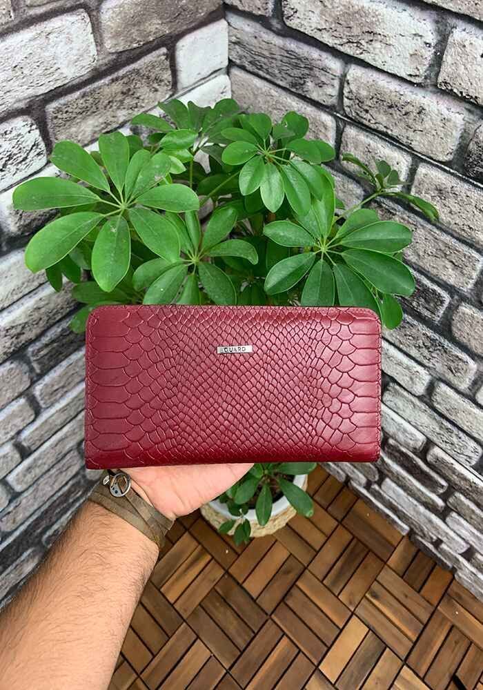 Guard Bordo Hakiki Deri Kadın Cüzdanı & El Çantası P2227