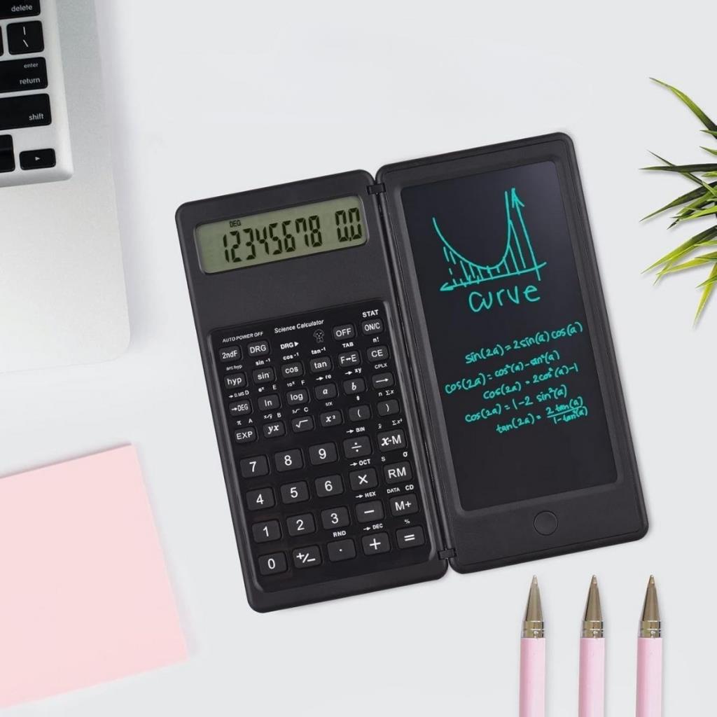 OLLEVRA Silinebilir LCD Yazı Tabletli,Kalemli Katlanabilir Bilimsel Hesap Makinesi
