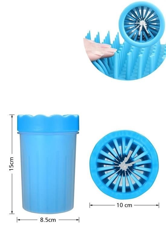 OLLEVRA Silikon Jel Fırçalı Kedi Köpek Pati Ayak Yıkama Temizleme Kovası (Küçük)