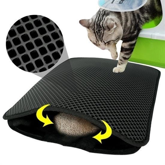 OLLEVRA Kedi Tuvalet Önü Kum Toplayıcı Temizleyici Elekli Gri Paspas