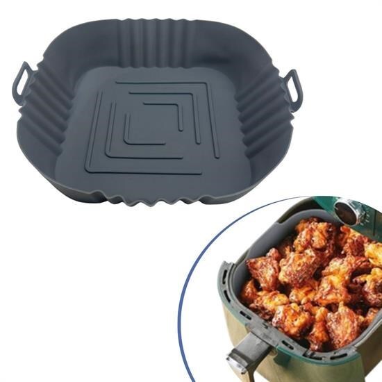 OLLEVRA Renkli Isıya Dayanıklı Yıkanılabilir Silikon Fırın  Airfryer Kare Model Pişirme Matı 20 cm