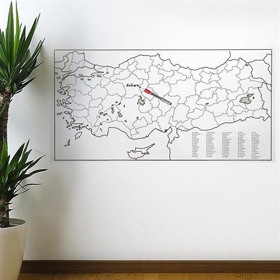 OLLEVRA Yazılabilir Türkiye Haritası Manyetik Duvar Stickerı 110 x 56 cm