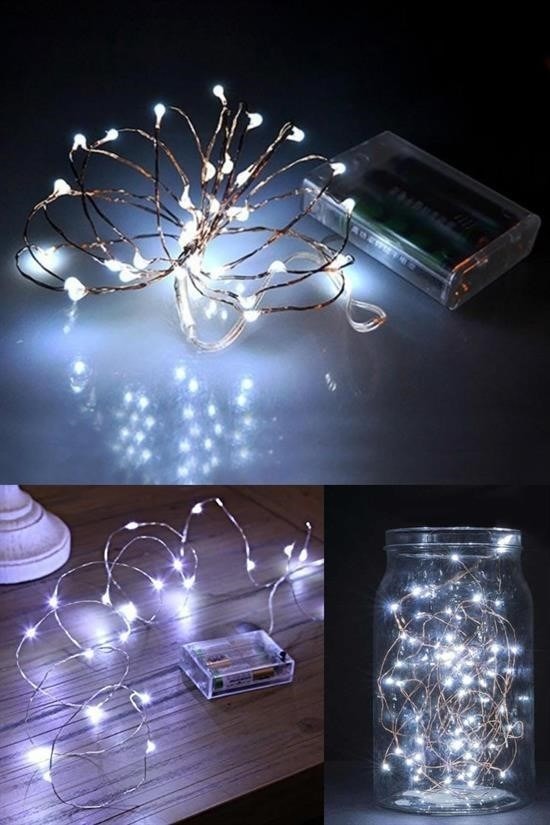 OLLEVRA Pilli 5 metre Dekoratif Peri Led Beyaz Aydınlatma Süsleme Lambası