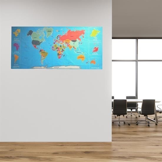 OLLEVRA RenkliAtlas DünyaHaritası Manyetik Yapıştırıcı Gerektirmeyen Duvar Stickerı 118 CM * 56 CM