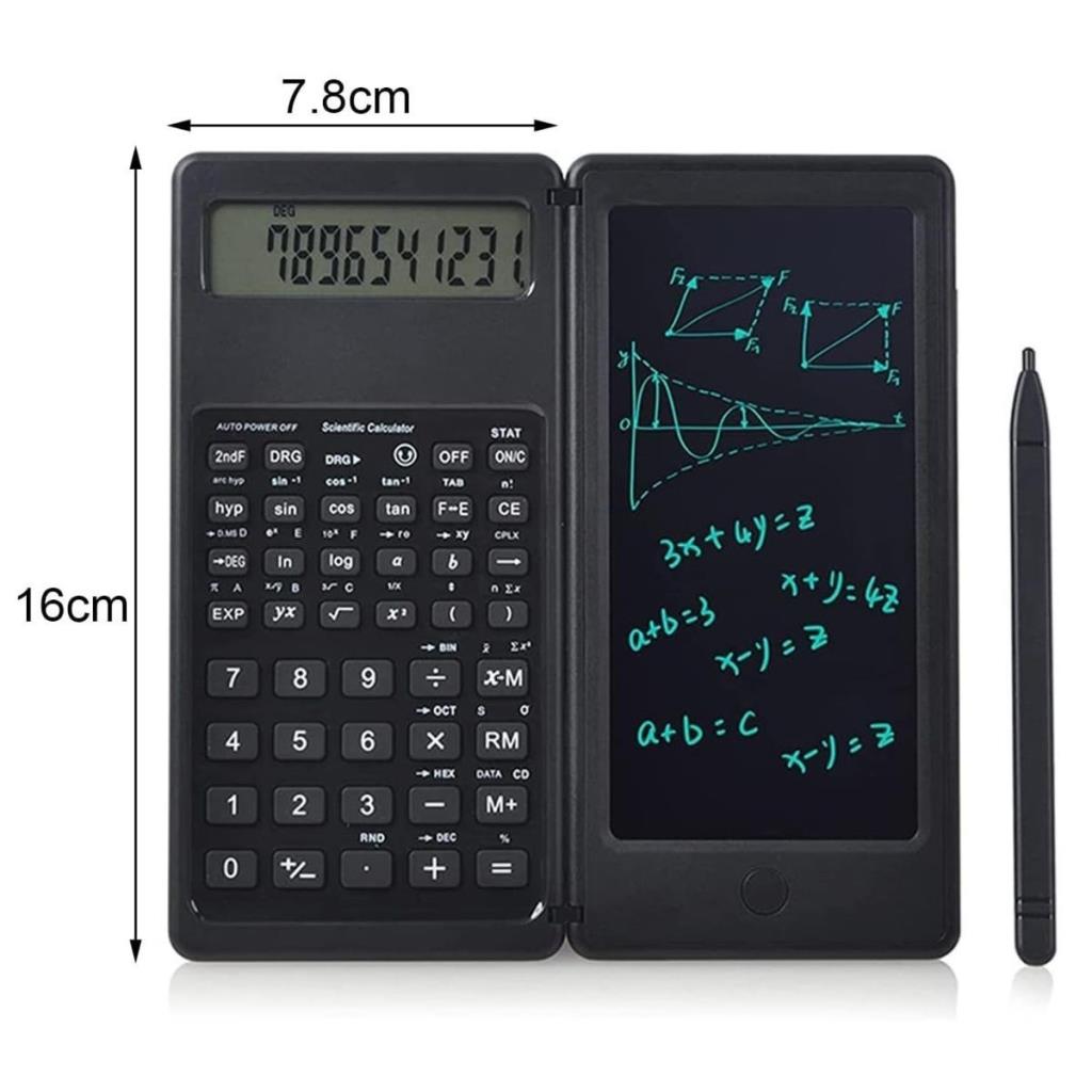 OLLEVRA Silinebilir LCD Yazı Tabletli,Kalemli Katlanabilir Bilimsel Hesap Makinesi