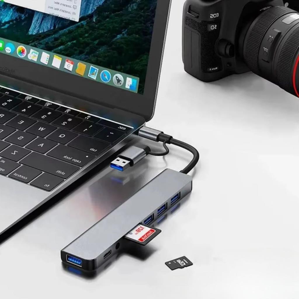 OLLEVRA 8 in 1 Usb Çevirici Notebook Macbook Type-C Uyumlu Görüntü Aktarıcı Hub