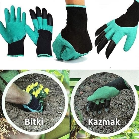 OLLEVRA Toprak Kazma Ekme Çapalama İçin Korumalı Bahçe Bahçivan Eldiveni