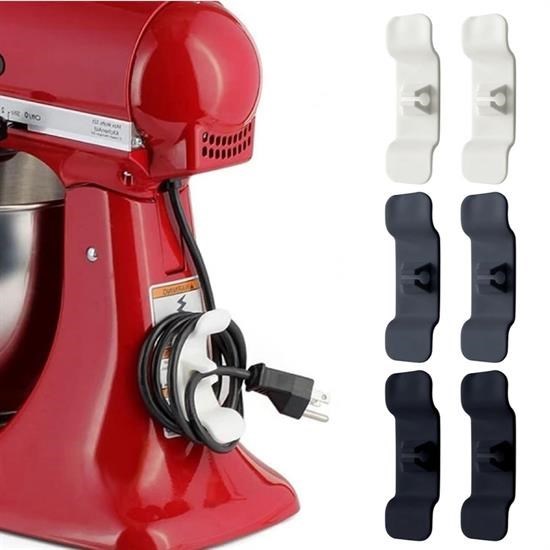 OLLEVRA 6'lı Pratik Kablo Toparlayıcı Yapışkanlı Klips Mutfak Air Fryer Kettle Kahve Tost Makinası