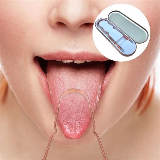 OLLEVRA Bakır Oil Pulling Yağ Çekme Dil Plak Temizleme Aleti Dil Fırçası Sıyırıcı Dil Kaşığı