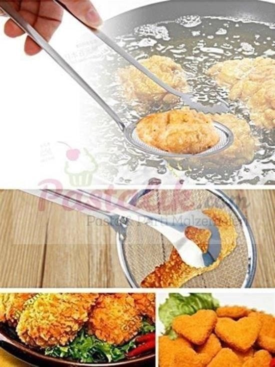 OLLEVRA Çok Amaçlı Süzgeçli Paslanmaz Metal Haşlama Ve Kızartma Maşası