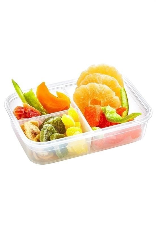 OLLEVRA 3 Bölmeli Kilitli Kapaklı 1 Litre Erzak Saklama Kabı LC-510