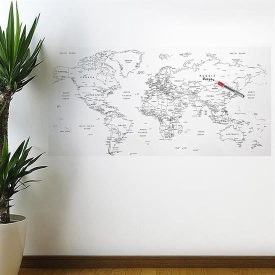 OLLEVRA Yazılabilir Dünya Haritası Manyetik Duvar Stickerı 110 x 56 cm