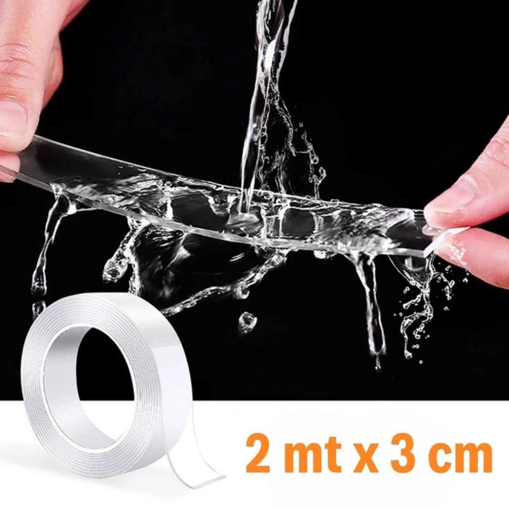 OLLEVRA Ultra Güçlü Çift Taraflı 2 mt x 3 cm Çift Taraflı Nano Bant