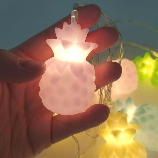 OLLEVRA Karışık Renk Dekoratif Ananas Dolama 10’lu Şerit Led Işık Zinciri
