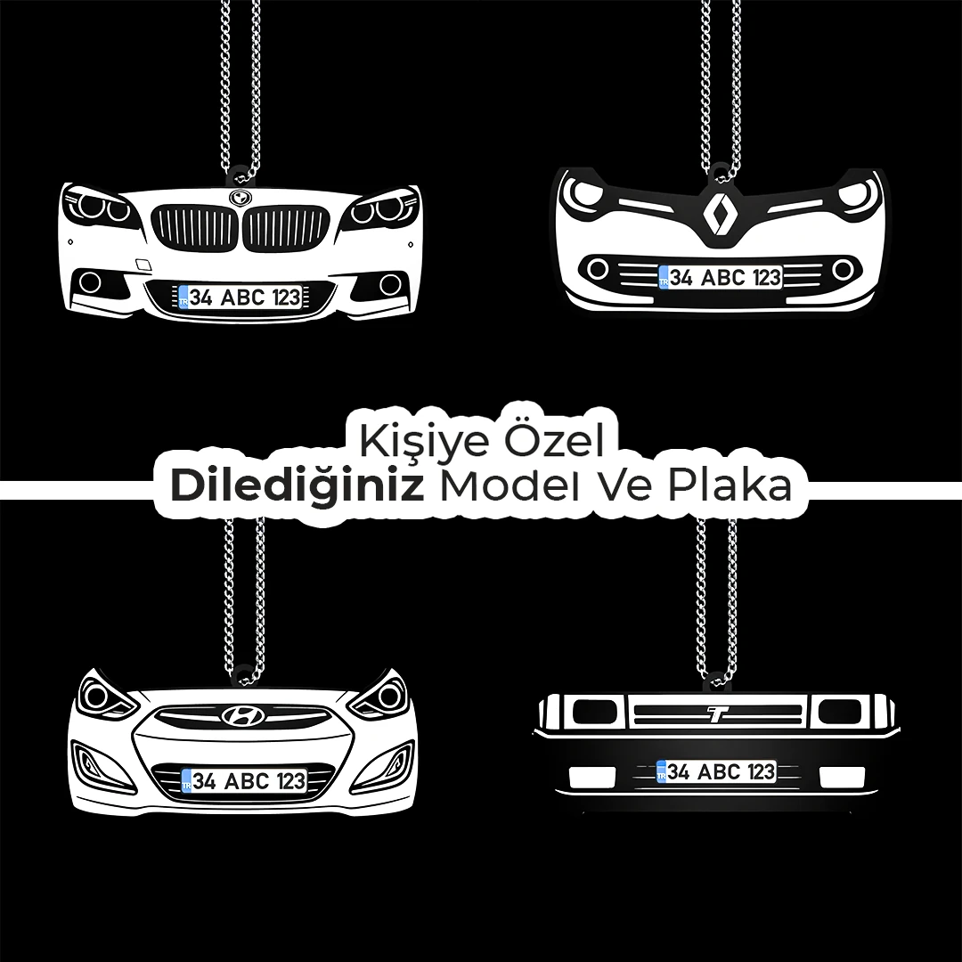 Kişiye Özel Plakalı Araba Dikiz Aynası Süsü
