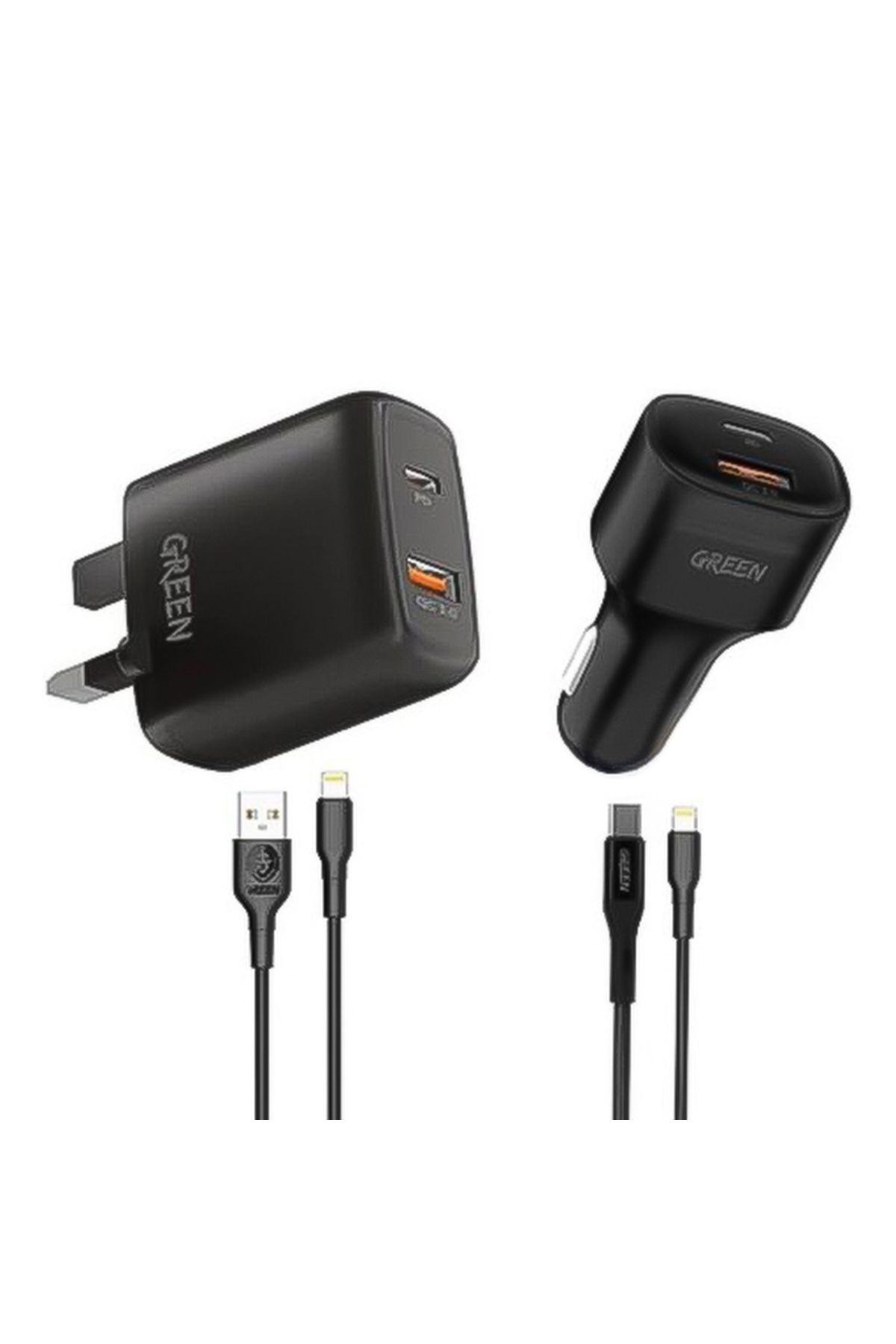 4'lü Combo (Adaptör, Araç Şarjı, USB-A Kablosu, USB-C Kablosu)