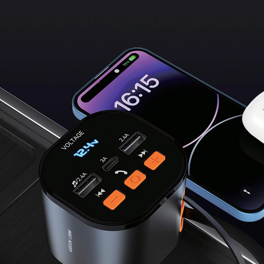 50W 4'ü 1 FM Transmitter, Sarma Type-C Lightning Kablolu Araç İçi Hızlı Şarj Cihazı, Dijital Ekran