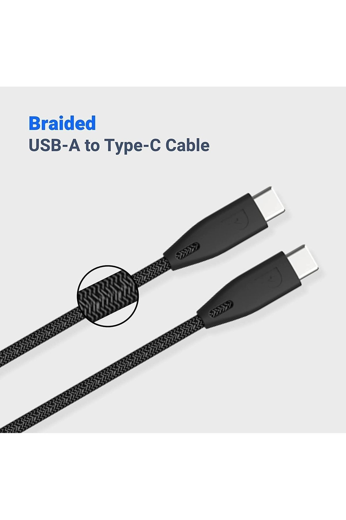 Örgülü USB-C'den USB-C'ye Uyumlu Kablo - 2 Metre