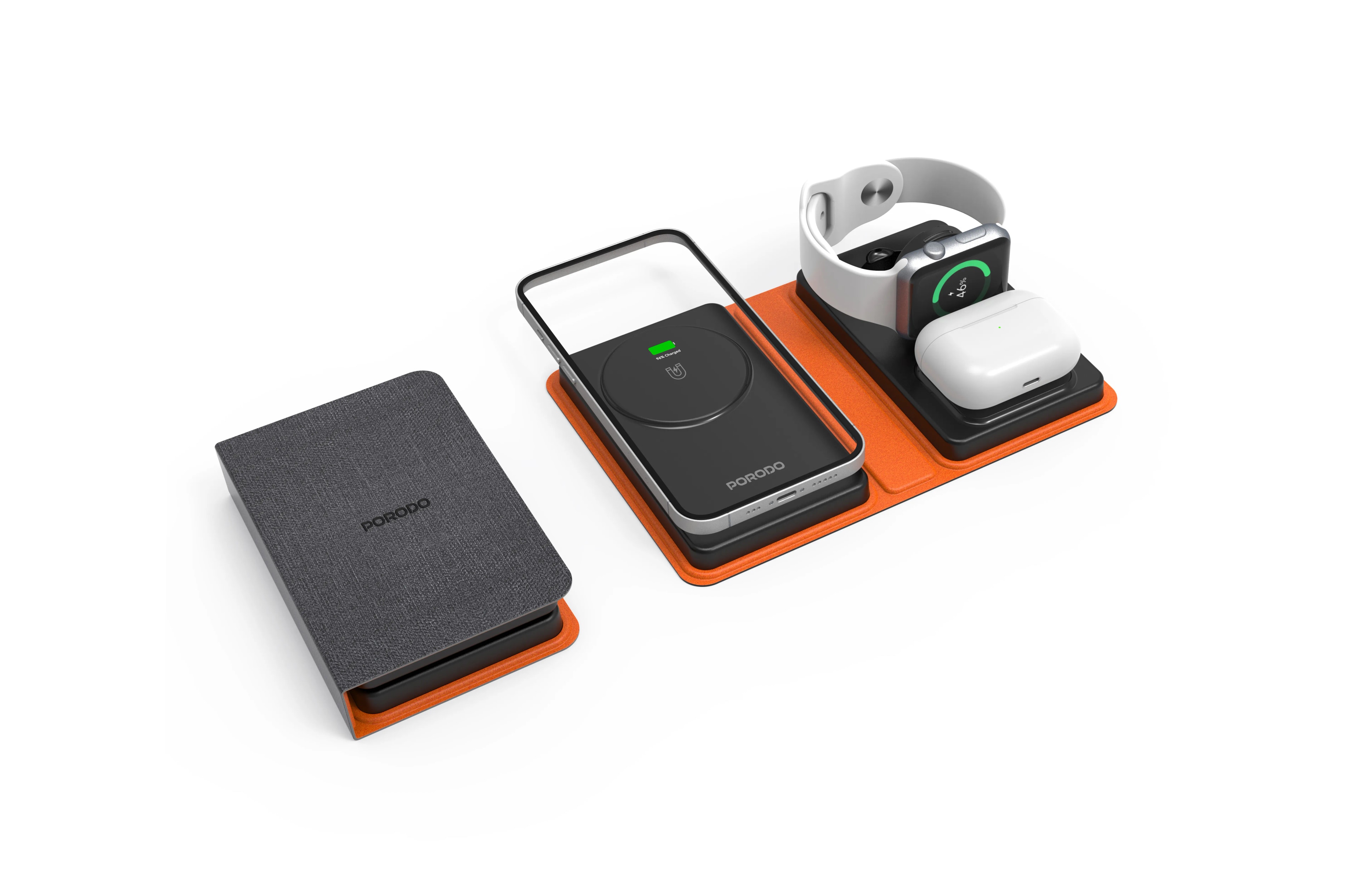 4'ü 1 Arada Katlanabilir Kablosuz Şarj Cihazı, 8000mAh Powerbankli MagSafe Şarj İstasyonu