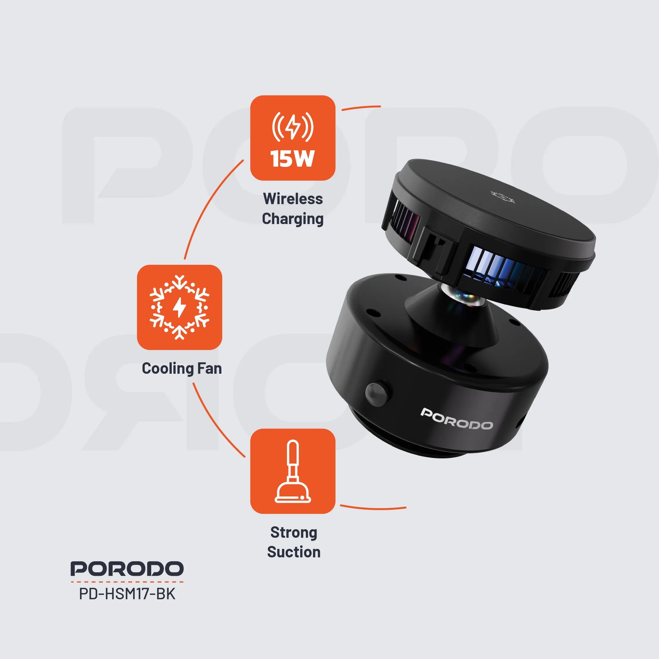 Vacuseal Soğutuculu MagSafe Kablosuz Şarj Cihazı, 15W, Vantuzlu, RGB Işıklı Yarı İletken Soğutucu