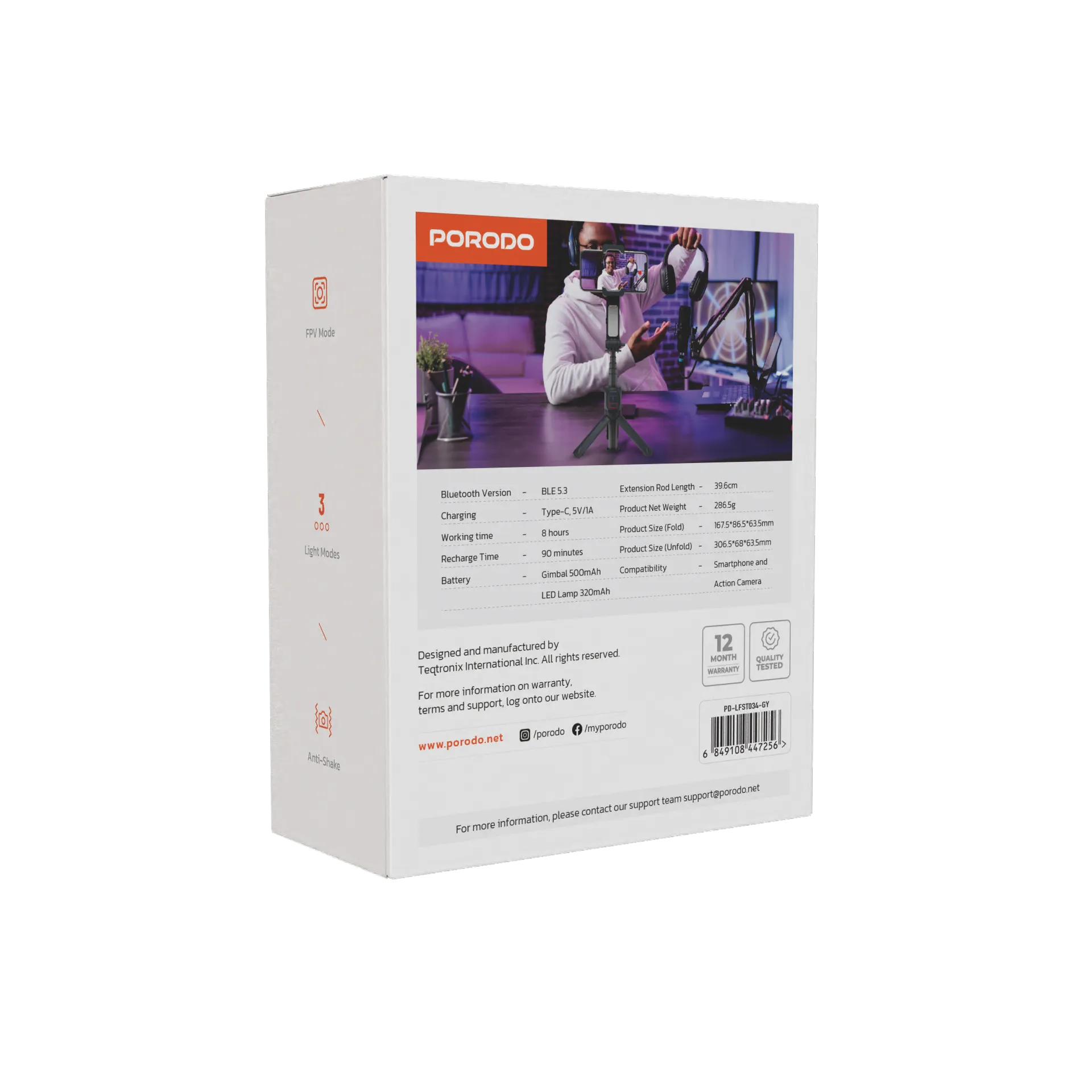 2 Eksenli Gimbal Sabitleyici, Selfie Çubuğu ve Tripod, Ayrılabilir Dolgu Işığı, FPV Modu