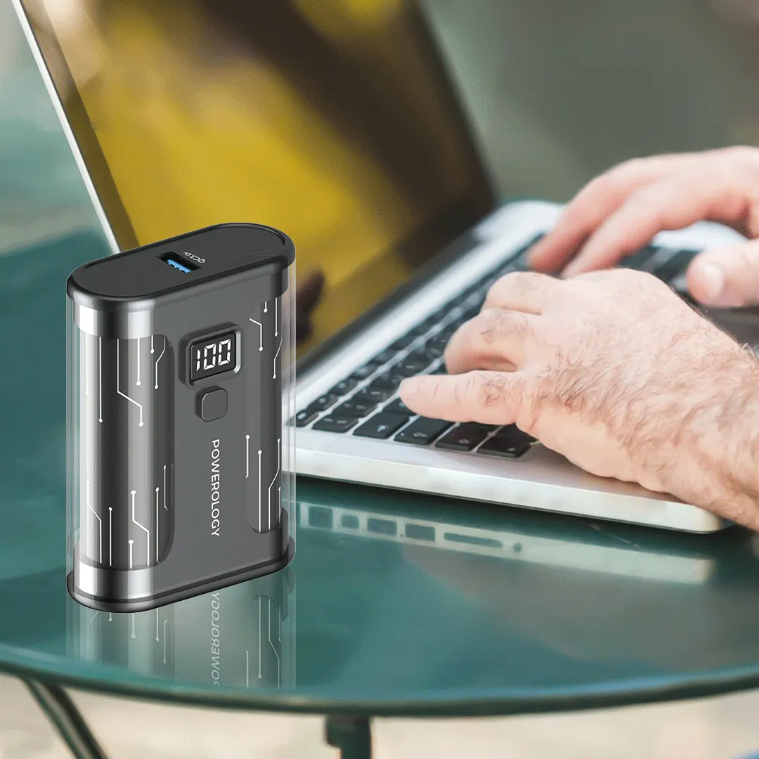 Crystalline Serisi 10000mAh 35W Hızlı Şarj Powerbank, Şeffaf, Dijital Ekranlı, Çift Portlu