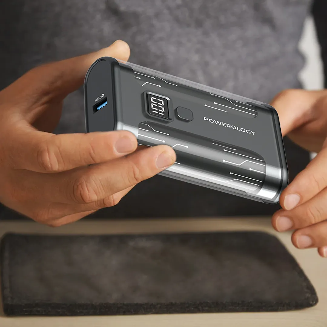 Crystalline Serisi 10000mAh 35W Hızlı Şarj Powerbank, Şeffaf, Dijital Ekranlı, Çift Portlu