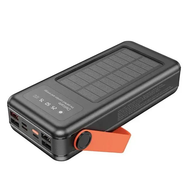 30000mAh Solar Power Bank, Dahili 4 Kablolu, PD 20W & QC 22.5W Hızlı Şarj, LED El Fenerli