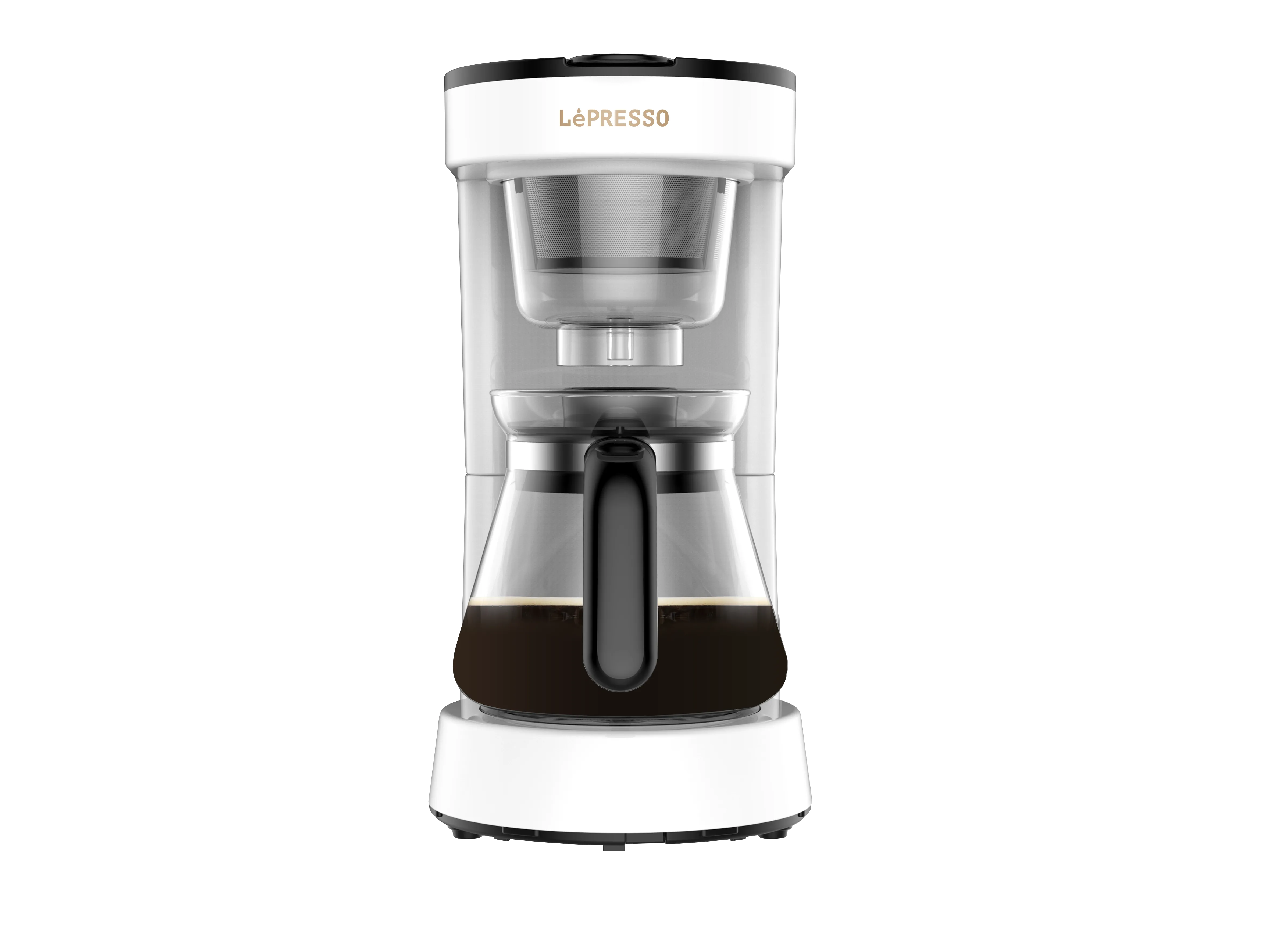 0.75L Şeffaf Filtre Kahve Makinesi, 6 Fincan Kapasiteli, Sıcak Tutma ve Otomatik Kapanma, Beyaz