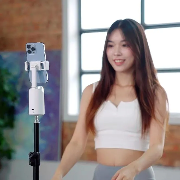 360° Dönen Yapay Zeka Yüz Takipli Akıllı Telefon Standı, Hareket Kontrollü Powerbankli Aparat