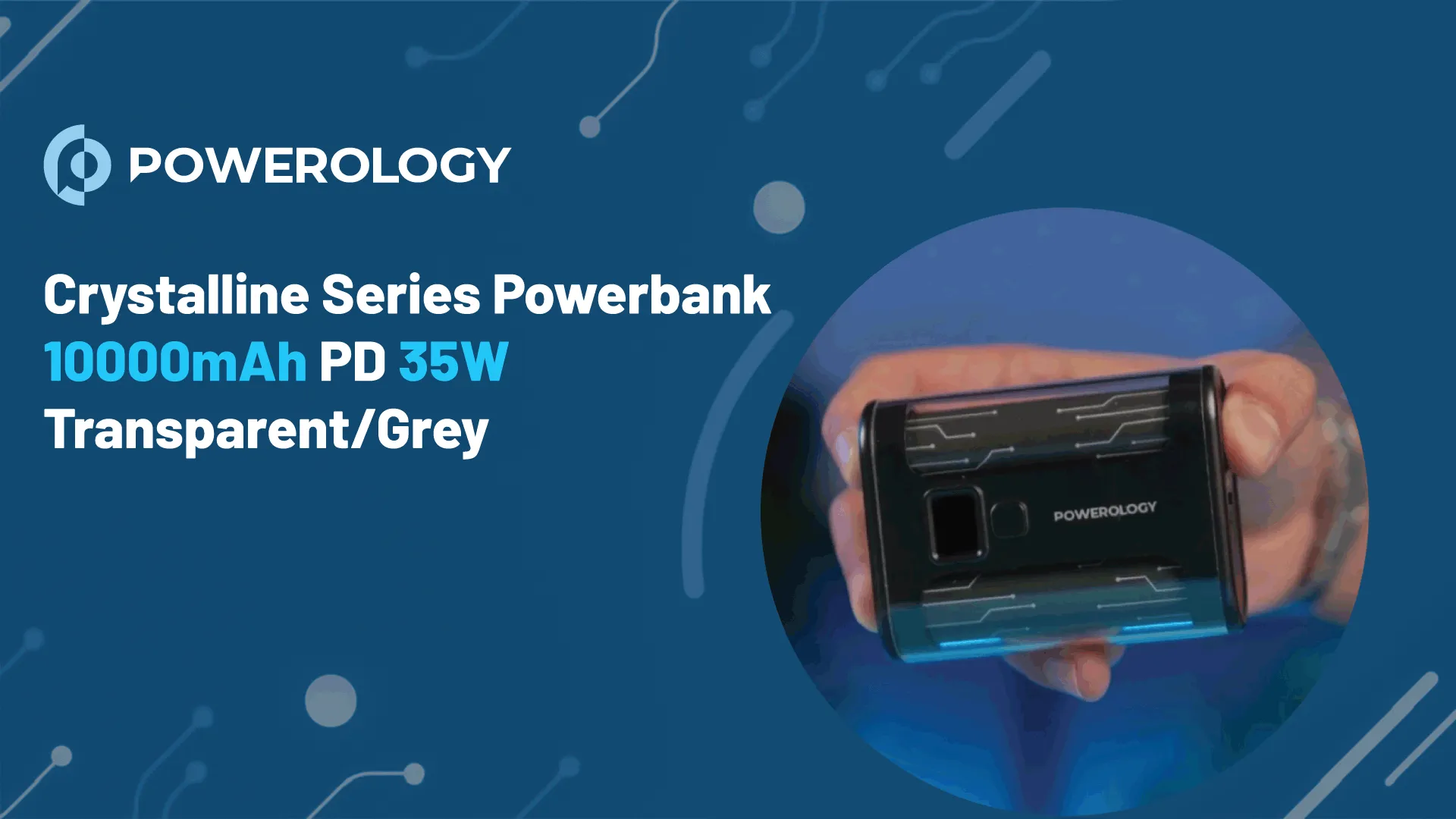 Crystalline Serisi 10000mAh 35W Hızlı Şarj Powerbank, Şeffaf, Dijital Ekranlı, Çift Portlu