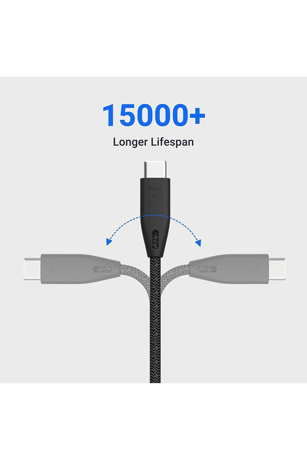 Örgülü USB-C'den USB-C'ye Uyumlu Kablo - 2 Metre