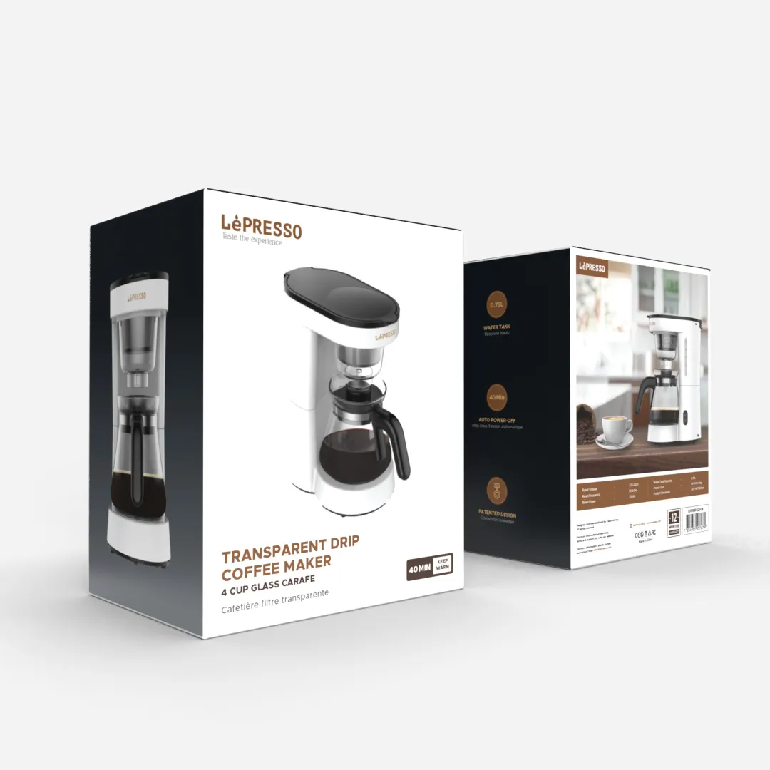 0.75L Şeffaf Filtre Kahve Makinesi, 6 Fincan Kapasiteli, Sıcak Tutma ve Otomatik Kapanma, Beyaz