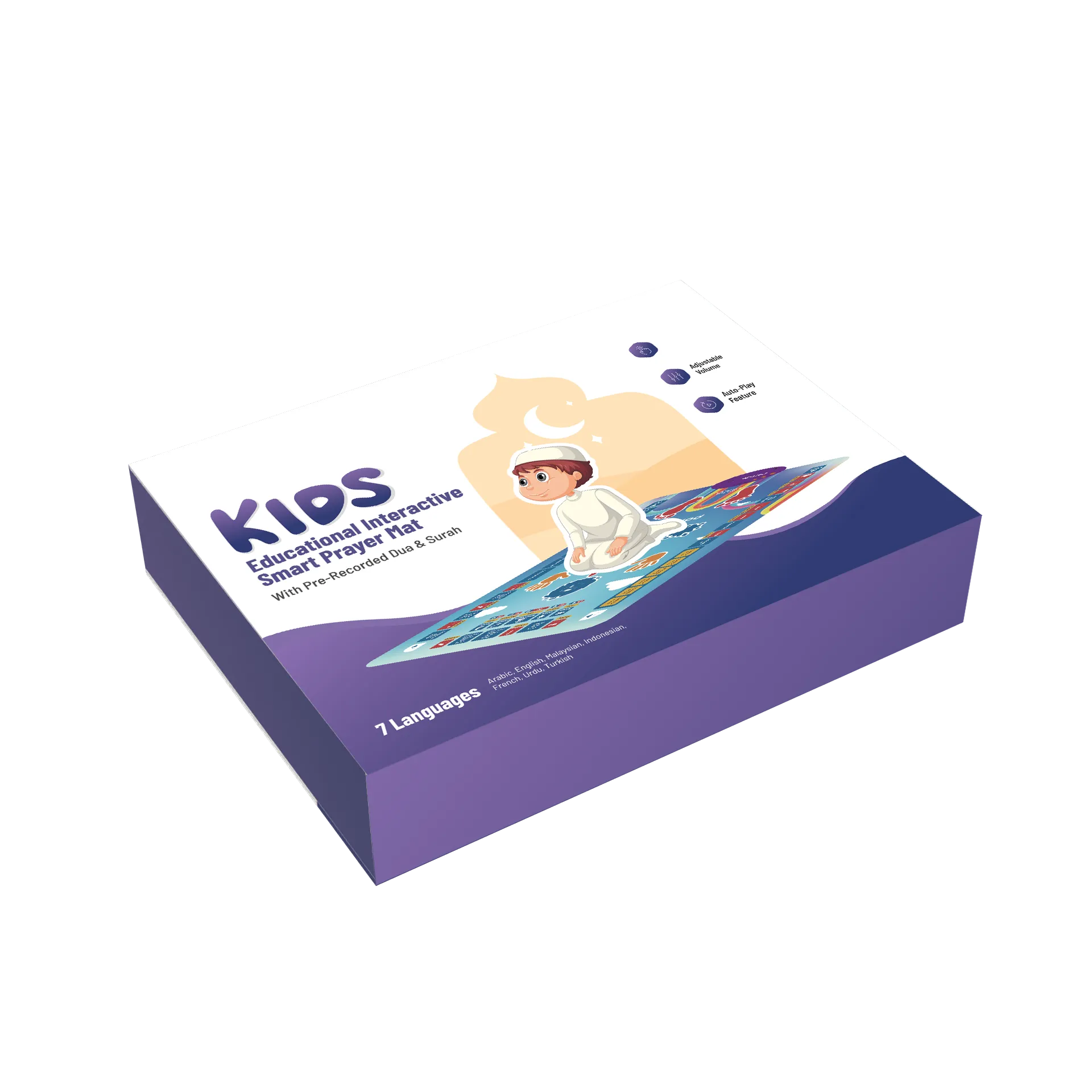 Akıllı Seccade, Çocuklar İçin İnteraktif Sesli Namaz Öğrenme Halısı, Türkçe Dahil 7 Dil Destekli
