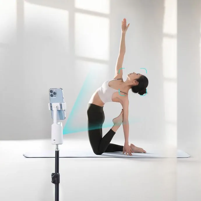 360° Dönen Yapay Zeka Yüz Takipli Akıllı Telefon Standı, Hareket Kontrollü Powerbankli Aparat