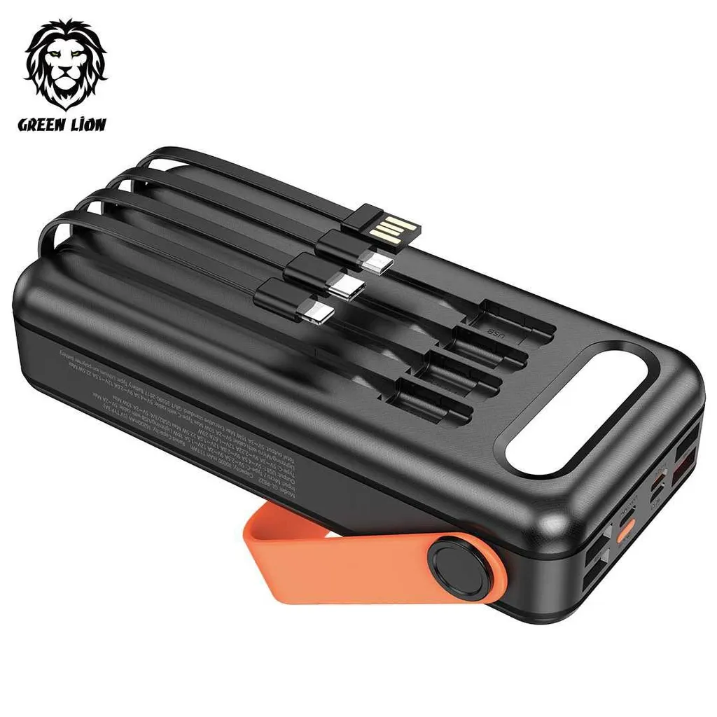 30000mAh Solar Power Bank, Dahili 4 Kablolu, PD 20W & QC 22.5W Hızlı Şarj, LED El Fenerli