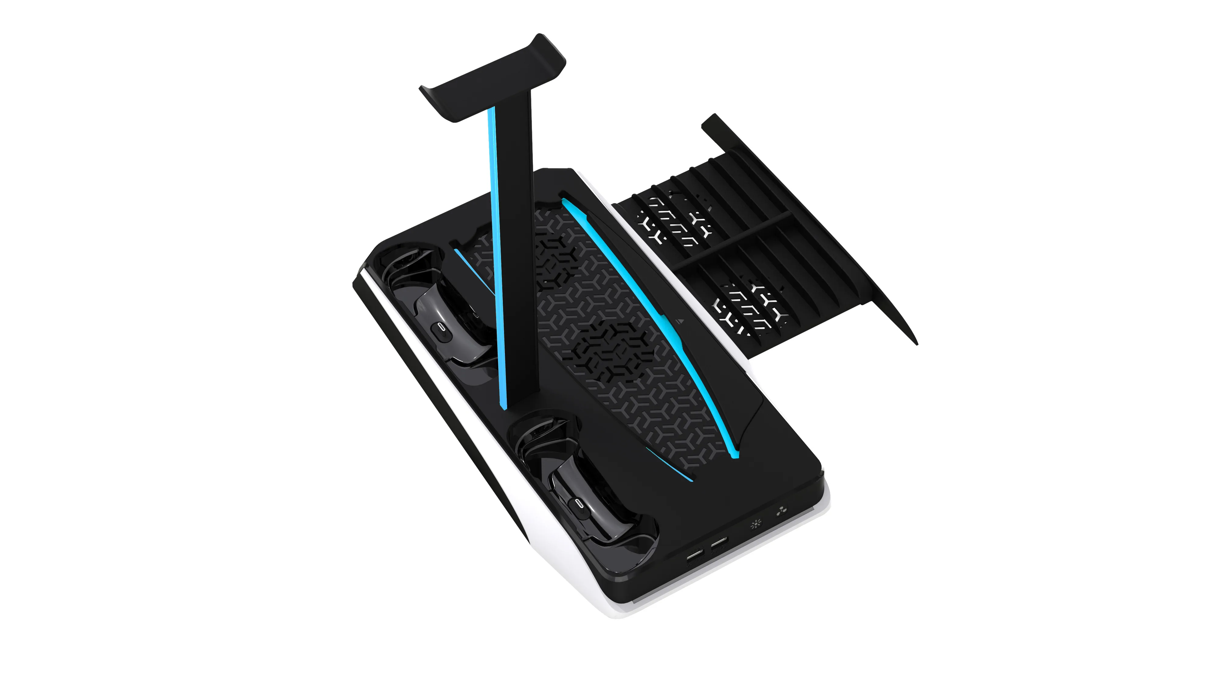 Gaming PS5 Soğutma ve Şarj Standı, DualSense Şarj İstasyonu, RGB Işık, 12 Oyun ve Kulaklık Standı