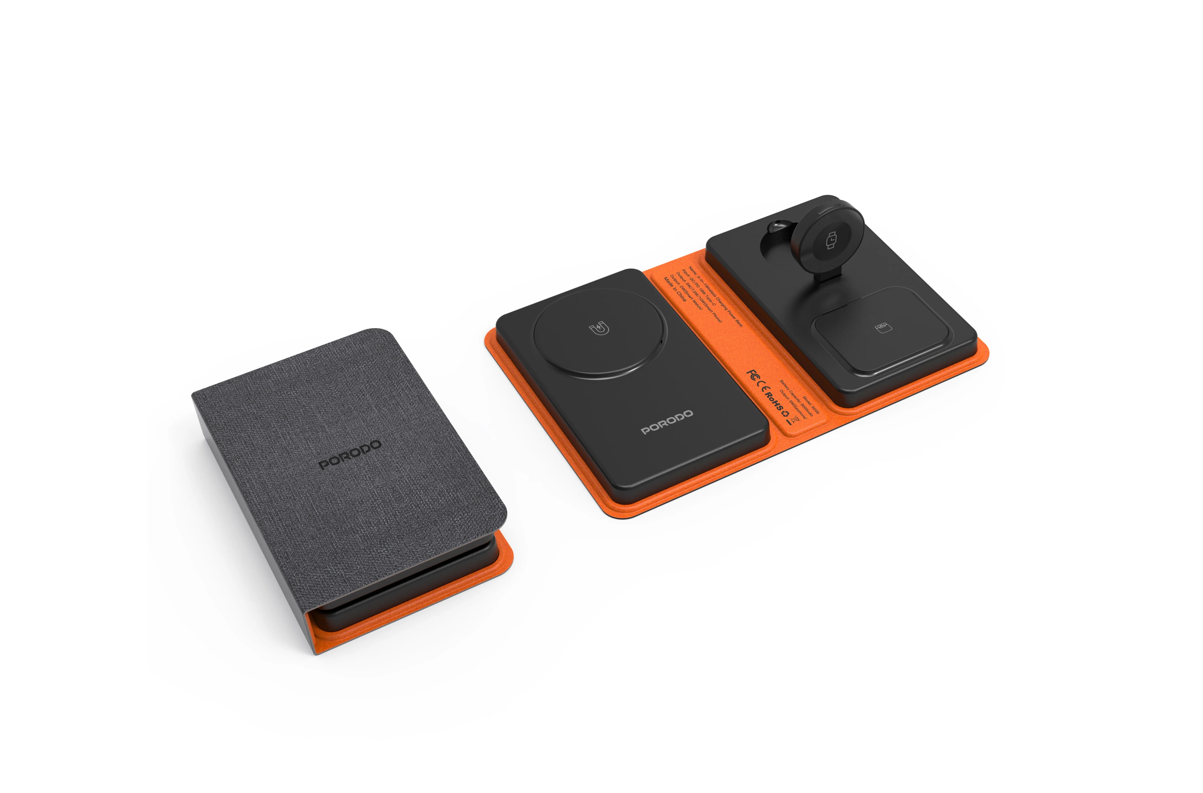 4'ü 1 Arada Katlanabilir Kablosuz Şarj Cihazı, 8000mAh Powerbankli MagSafe Şarj İstasyonu