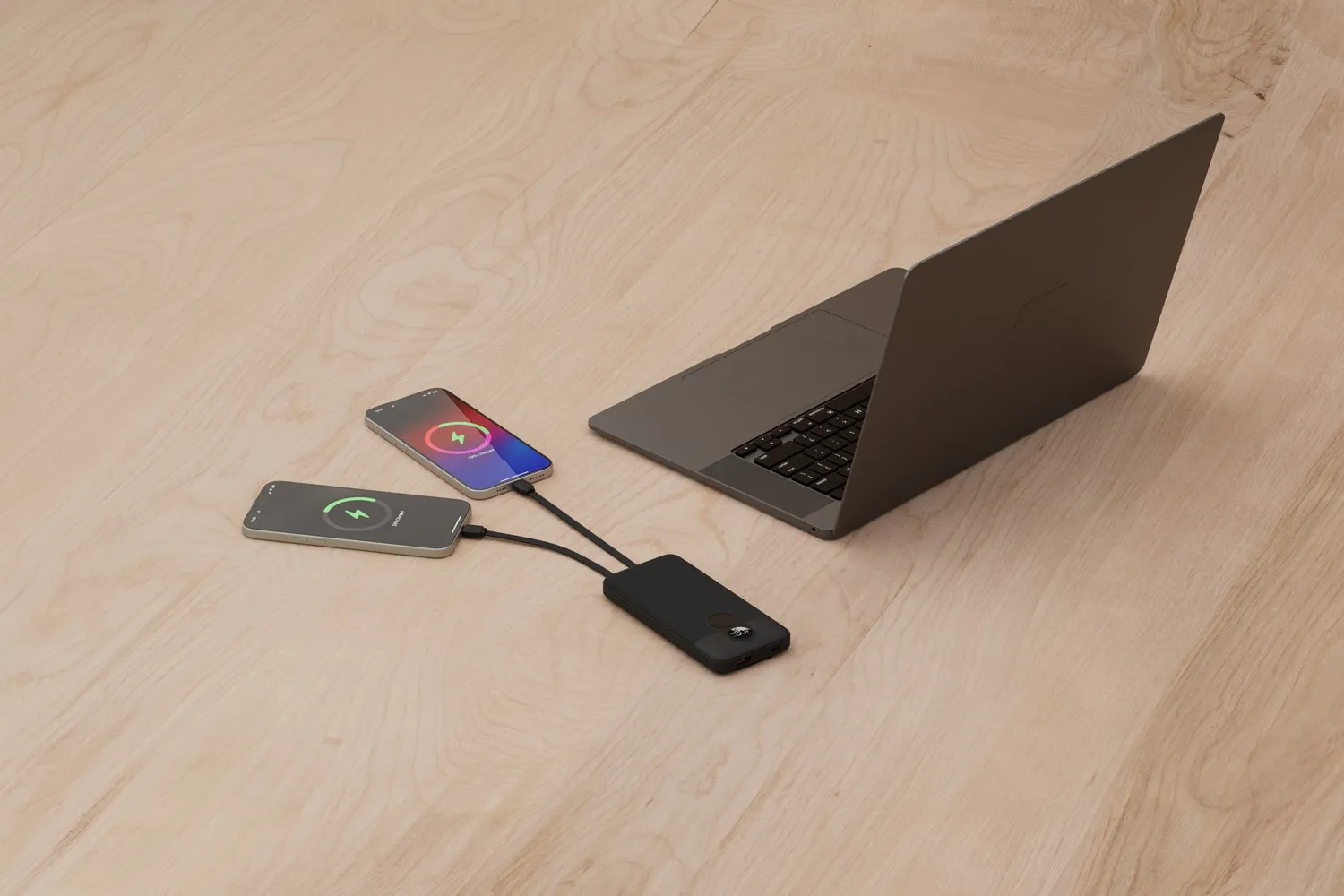 PB057 10000mAh Dahili Type-C ve Lightning Kablolu Powerbank, 22.5W Hızlı Şarj, Dijital Ekranlı