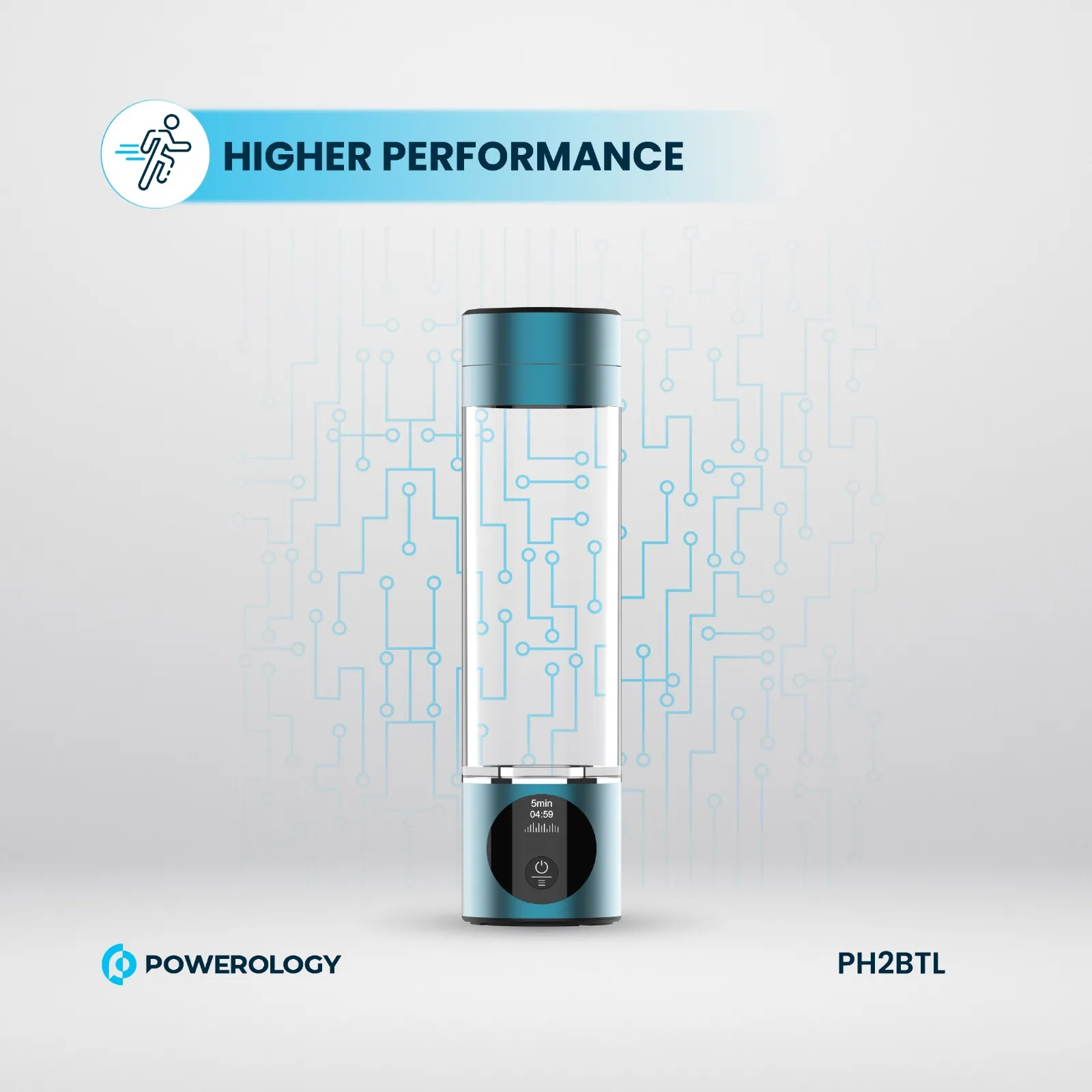 Hidrojenli Su Matarası, 3000 PPB, Titanyum Platin Elektrotlu Su Jeneratörü, OLED Ekranlı