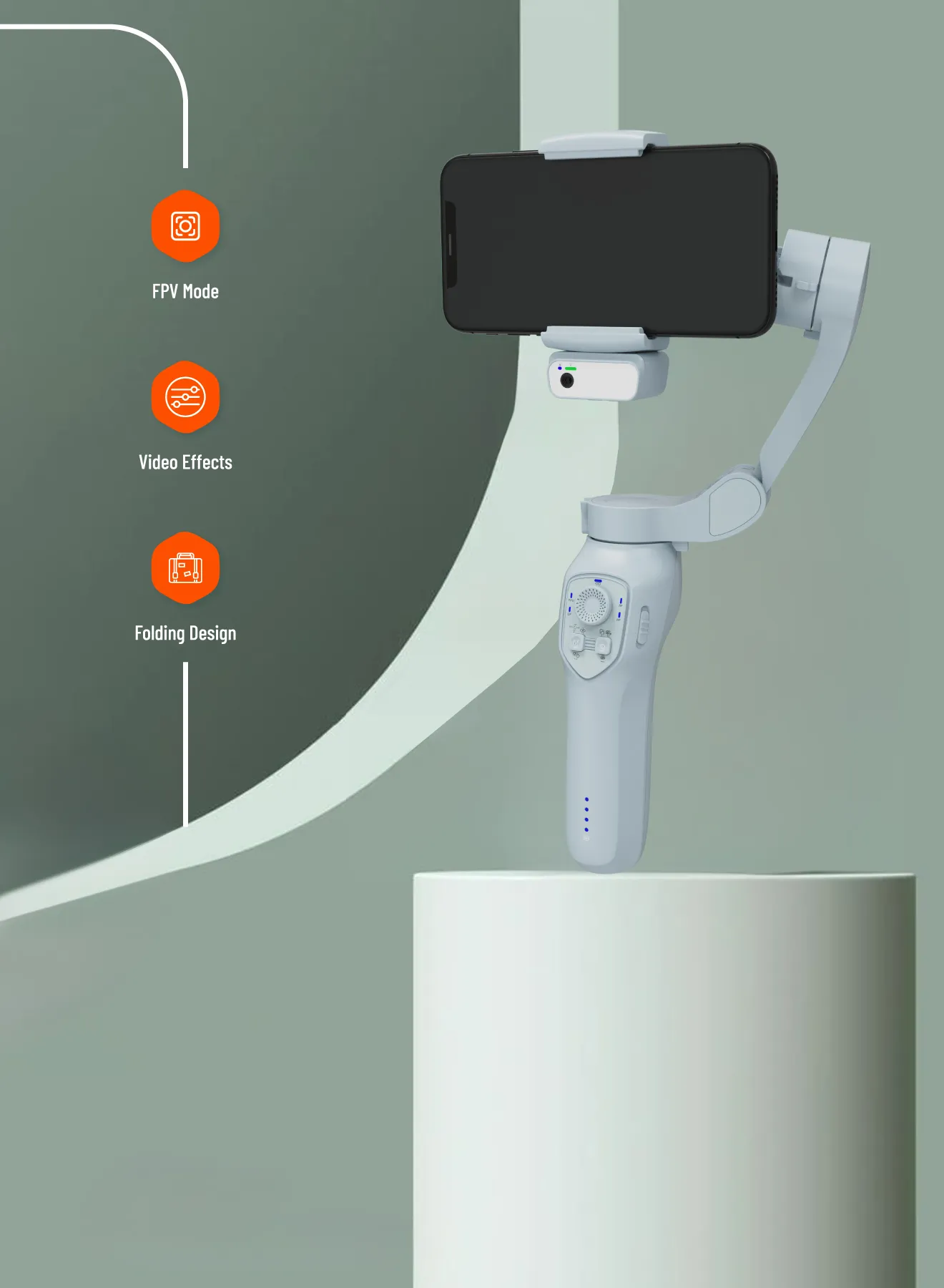 3 Eksenli Gimbal Sabitleyici, Yapay Zeka Yüz Takibi, Dahili Işık ve Hareket Kontrollü Stabilizer