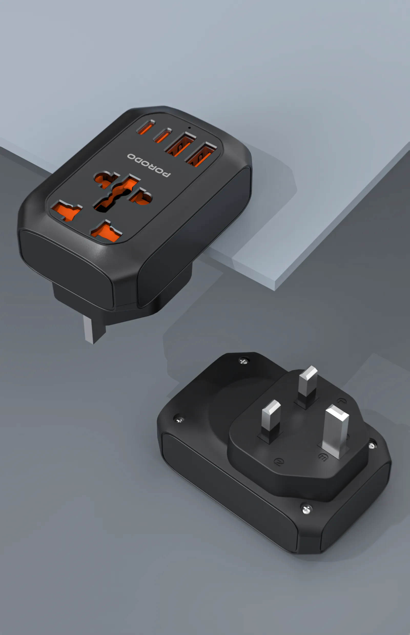 5 Portlu Universal Seyahat Adaptörü, 2500W Priz, 20W PD, 2x USB-C ve 2x USB-A Hızlı Şarj (EU)