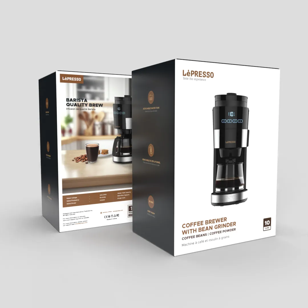 1.2L Öğütücülü Filtre Kahve Makinesi, 10 Fincan, Sıcak Tutma Fonksiyonlu Otomatik Kahve Makinesi